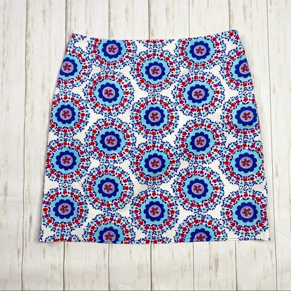Talbots White Blue Red & Pink Floral Pencil Skirt - Picture 1 of 5